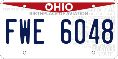 OH license plate FWE6048