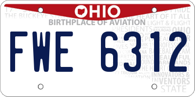 OH license plate FWE6312