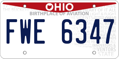 OH license plate FWE6347