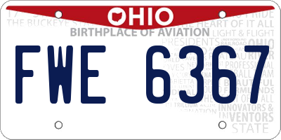 OH license plate FWE6367