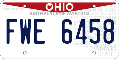 OH license plate FWE6458