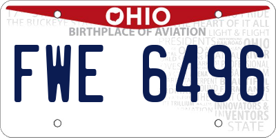 OH license plate FWE6496