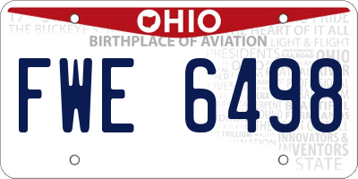 OH license plate FWE6498
