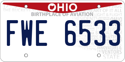 OH license plate FWE6533