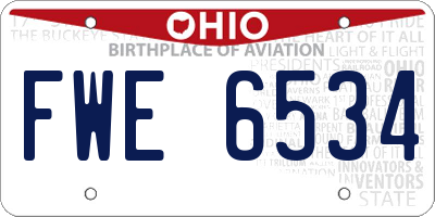 OH license plate FWE6534