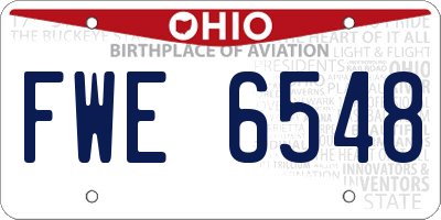 OH license plate FWE6548