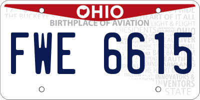 OH license plate FWE6615