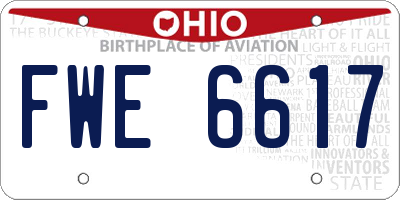 OH license plate FWE6617