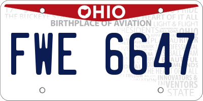 OH license plate FWE6647