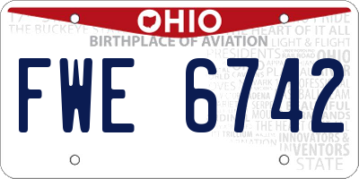 OH license plate FWE6742