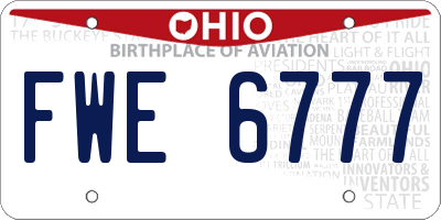 OH license plate FWE6777