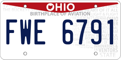 OH license plate FWE6791