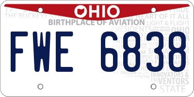 OH license plate FWE6838