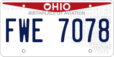 OH license plate FWE7078