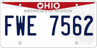 OH license plate FWE7562