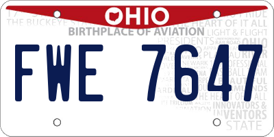 OH license plate FWE7647