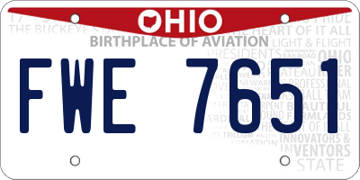OH license plate FWE7651