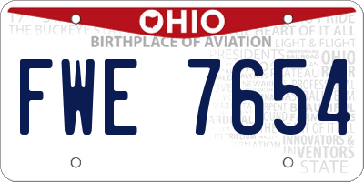 OH license plate FWE7654