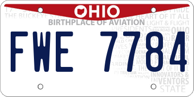 OH license plate FWE7784