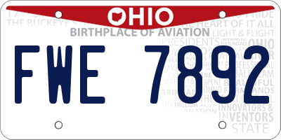 OH license plate FWE7892