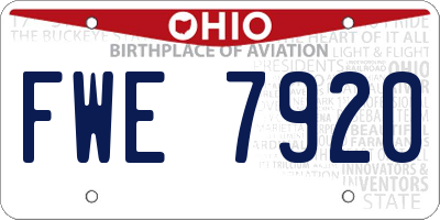 OH license plate FWE7920