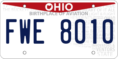 OH license plate FWE8010