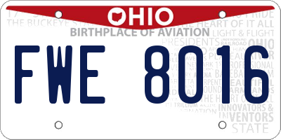 OH license plate FWE8016