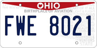 OH license plate FWE8021