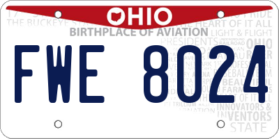 OH license plate FWE8024