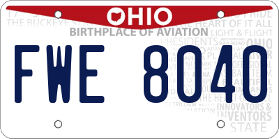 OH license plate FWE8040