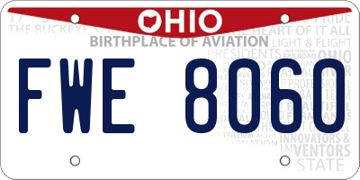 OH license plate FWE8060