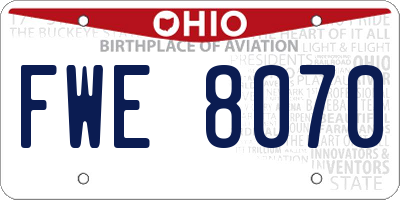 OH license plate FWE8070