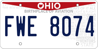 OH license plate FWE8074