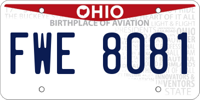 OH license plate FWE8081
