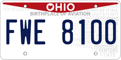 OH license plate FWE8100