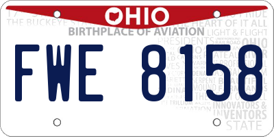 OH license plate FWE8158