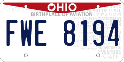 OH license plate FWE8194