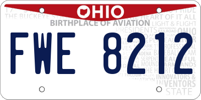 OH license plate FWE8212