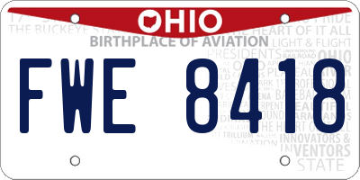 OH license plate FWE8418