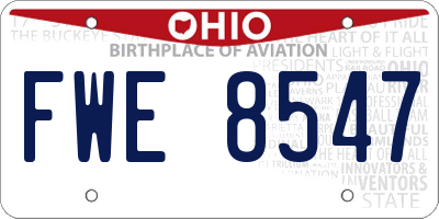 OH license plate FWE8547