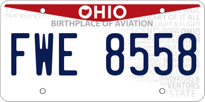 OH license plate FWE8558
