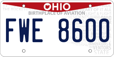 OH license plate FWE8600