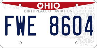 OH license plate FWE8604