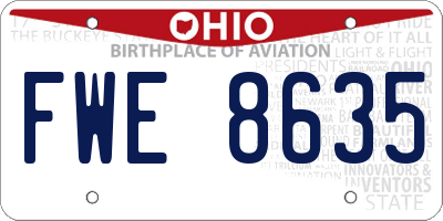 OH license plate FWE8635