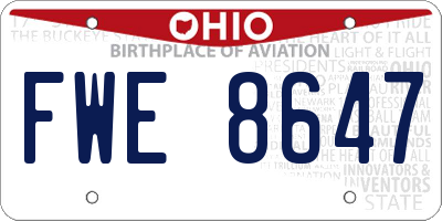 OH license plate FWE8647
