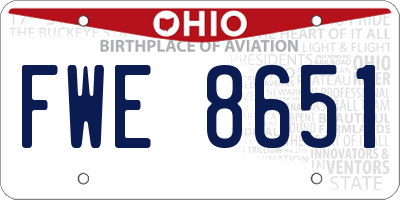 OH license plate FWE8651