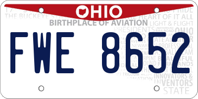 OH license plate FWE8652