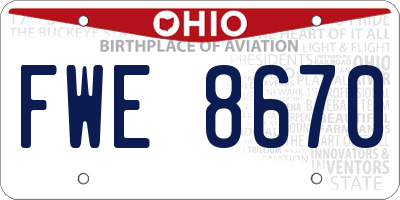 OH license plate FWE8670