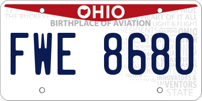 OH license plate FWE8680