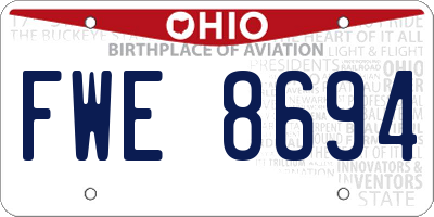 OH license plate FWE8694